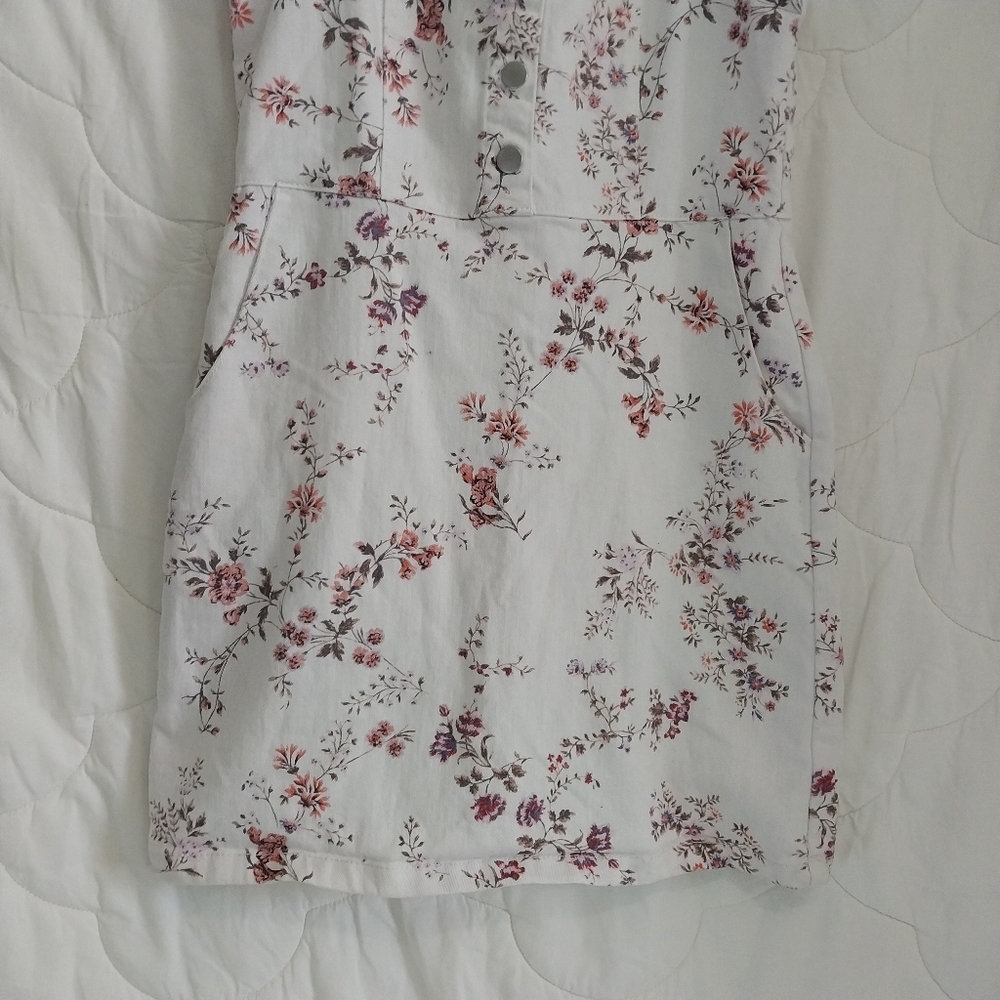 NoBo No Boundaries Juniors (Girls) 11-13 Large Floral White Demin Summer Dress - Picture 6 of 13